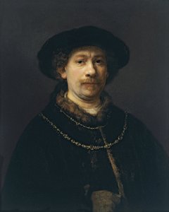 Autorretrato con boina y dos cadenas de oro, ca 1642 de Rembrandt van Rijn