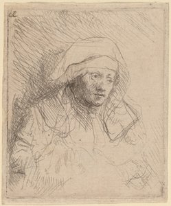 Mujer enferma con un gran tocado blanco (Saskia) de Rembrandt van Rijn