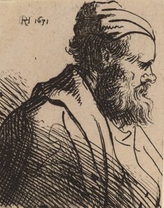 Hombre de nariz chata con gorra, en o antes de 1630 de Rembrandt van Rijn