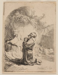 San Jerónimo rezando: Arqueado de Rembrandt van Rijn