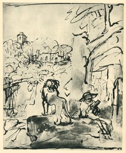 San Jerónimo leyendo en un paisaje, 1649, 1943 de Rembrandt van Rijn