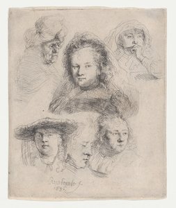 Estudios de las cabezas de Saskia y otros, 1636 de Rembrandt van Rijn