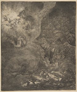 El ángel apareciendo a los pastores de Rembrandt van Rijn