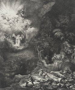 El ángel apareciendo a los pastores, 1634 de Rembrandt van Rijn