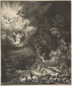 El ángel apareciendo a los pastores de Rembrandt van Rijn