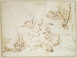 El ángel aparece a Agar e Ismael en el desierto de Rembrandt van Rijn