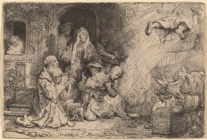 El ángel partiendo de la familia de Tobías de Rembrandt van Rijn