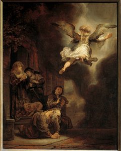 El Arcángel Gabriel dejando la familia de Tobías, 1637 de Rembrandt van Rijn