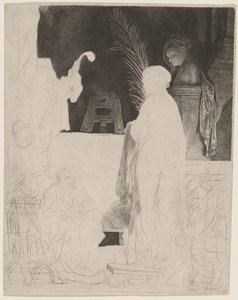 El artista dibujando del natural de Rembrandt van Rijn