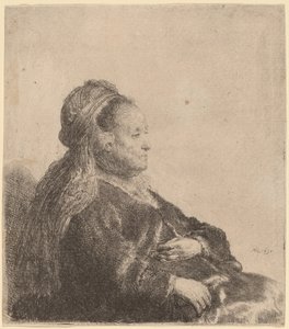La madre del artista sentada, con un tocado oriental de Rembrandt van Rijn