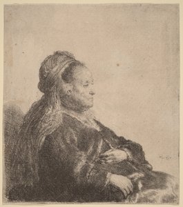 «La madre del artista sentada, con un tocado oriental» de Rembrandt van Rijn
