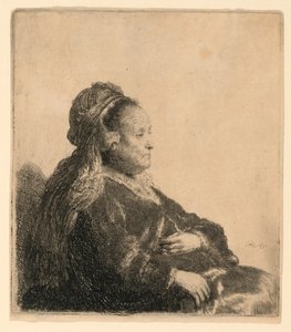 La madre del artista sentada, con tocado oriental: medio cuerpo
