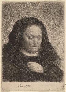 La madre del artista con la mano en el pecho de Rembrandt van Rijn