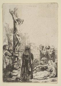 La crucifixión: placa pequeña de Rembrandt van Rijn