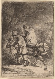 La huida a Egipto: Pequeña de Rembrandt van Rijn