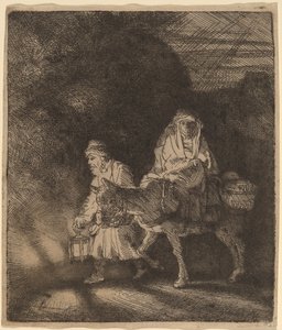 La huida a Egipto: una escena nocturna de Rembrandt van Rijn