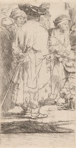 El hombre con un bastón (fragmento de la impresión de los cien florines) de Rembrandt van Rijn