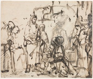 El encuentro de Cristo con Marta y María después de la muerte de Lázaro de Rembrandt van Rijn
