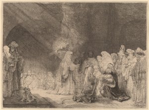 La presentación en el templo: Estampa oblonga de Rembrandt van Rijn