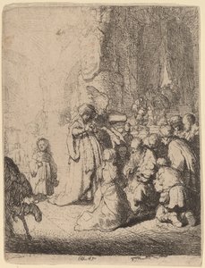 La Presentación en el Templo con el Ángel: Placa Pequeña de Rembrandt van Rijn