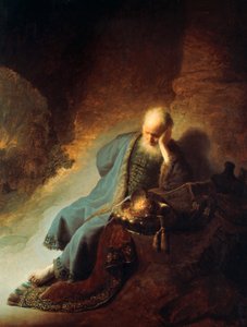 El profeta Jeremías lamentando la destrucción de Jerusalén, 1630 de Rembrandt van Rijn