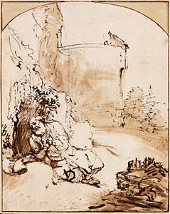El Profeta Jonás ante las Murallas de Nínive, ca. 1651 de Rembrandt van Rijn