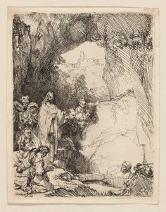 La resurrección de Lázaro: Pequeña lámina de Rembrandt van Rijn