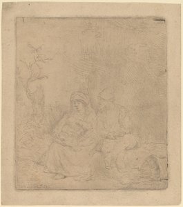 El Descanso en la Huida: Ligeramente Grabado, 1645 de Rembrandt van Rijn