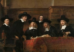 Los oficiales de muestreo del gremio de pañeros de Ámsterdam, conocidos como "los síndicos
Los oficiales de muestreo del gremio de pañeros de Ámsterdam, conocidos como "Los síndicos de Rembrandt van Rijn