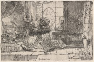 La Virgen y el Niño con el Gato y la Serpiente, 1654 de Rembrandt van Rijn