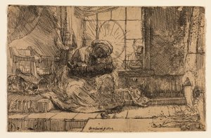 La Virgen y el Niño con el gato y la serpiente de Rembrandt van Rijn