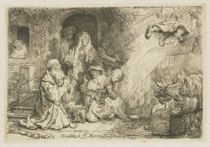 El ángel que se aleja de la familia de Tobías de Rembrandt van Rijn