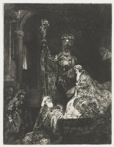 La presentación en el templo de la manera oscura de Rembrandt van Rijn