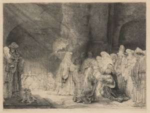 La presentación en el templo: impresión oblonga de Rembrandt van Rijn