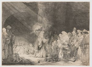 La presentación en el templo: impresión oblonga de Rembrandt van Rijn