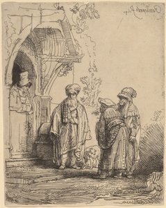 Tres Figuras Orientales (¿Jacob y Labán?) de Rembrandt van Rijn