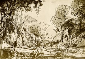 Tobías destripando el pez de Rembrandt van Rijn