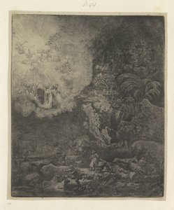 Verkondiging aan de pastores Colección de ochenta y cinco grabados originales (título de la serie) de Rembrandt van Rijn