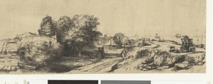 Vista del Diemerdijk con un lechero y casas de campo de Rembrandt van Rijn