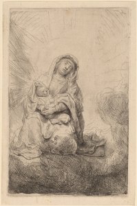 Virgen y niño en las nubes de Rembrandt van Rijn