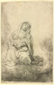 La Virgen con el Niño entre las nubes de Rembrandt van Rijn