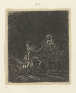 Huida a Egipto: Pieza nocturna Recueil de quatre-vingt-cinq estampes originales (título de la serie) de Rembrandt van Rijn