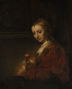 Mujer con un Clavel, principios de 1660 de Rembrandt van Rijn