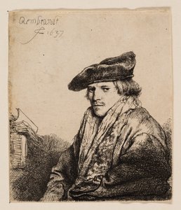 Joven con gorra de terciopelo (¿Petrus Sylvius?) de Rembrandt van Rijn