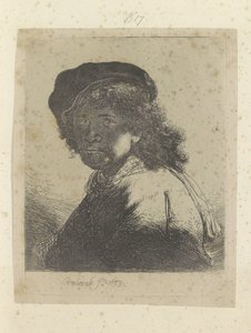 Autorretrato con boina y pañuelo, el rostro en la sombra Recueil de quatre-vingt-cinq estampes originales (título de la serie) de Rembrandt van Rijn