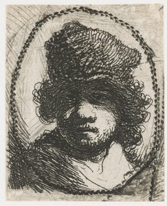 Autorretrato con gorro de piel de Rembrandt van Rijn