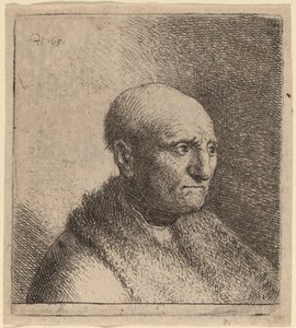 Hombre calvo con abrigo de piel de Rembrandt van Rijn and Studio of Rembrandt