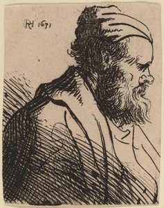 Hombre Chato con Gorro de Rembrandt van Rijn and Studio of Rembrandt