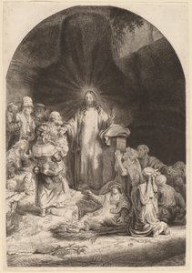Cristo predicando y sanando (Fragmento de la Estampa de los Cien Florines) de Rembrandt van Rijn and William Baillie
