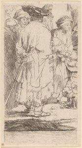 El hombre con un bastón (Fragmento de la impresión de los cien florines)